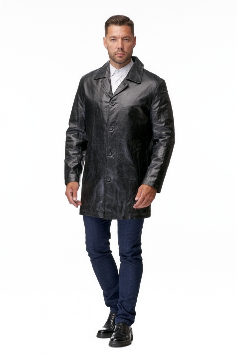 Мужская кожаная куртка из натуральной кожи с воротником 8013840