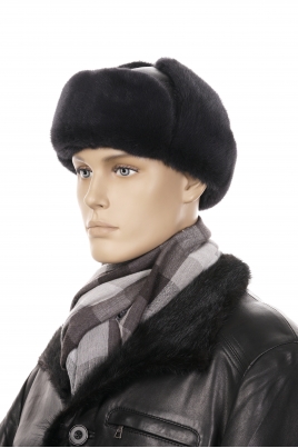 Зимняя шапка мужская из натуральной кожи с норкой